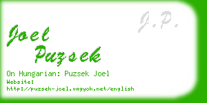 joel puzsek business card
